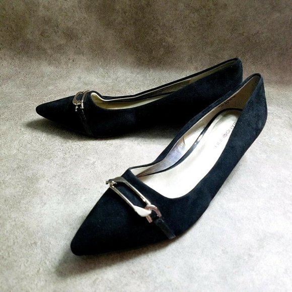 Bandolino Womens Yorinna  Size 9.5 Black Slip On Pointed Toe Low Wedge Heels - Picture 7 of 10